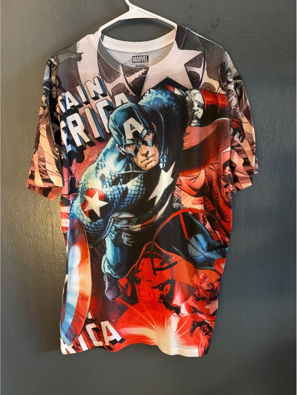 Marvel Captain America Graphic T-Shirt XL 100% Polyester
